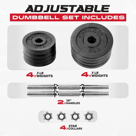 Adjustable Cast Iron Dumbbell Sets with Connector Option