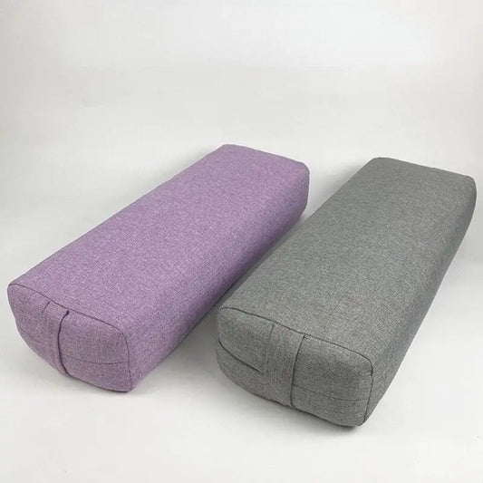 Purple and grey yoga bolster pillows